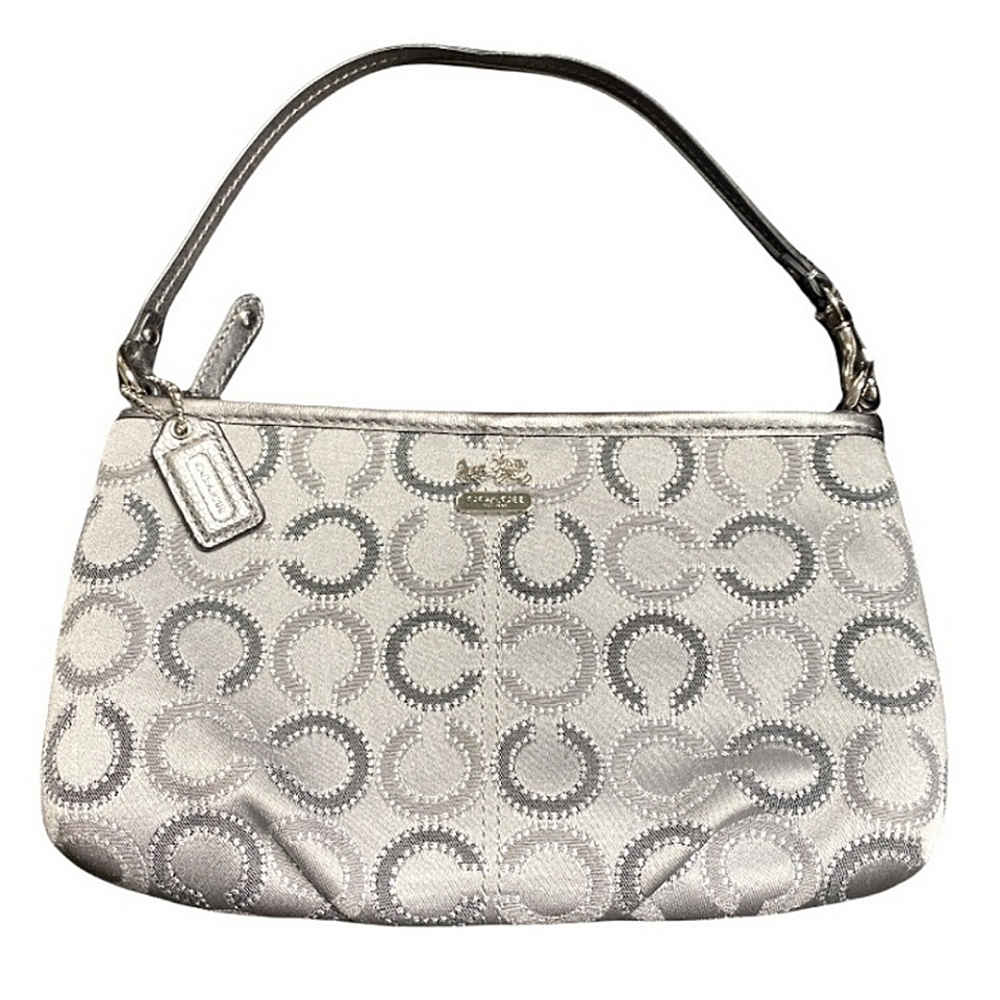 Coach Large Wristlet/Mini Handbag. Signature Silver & Grey Dotted Op Art. - Picture 2 of 10